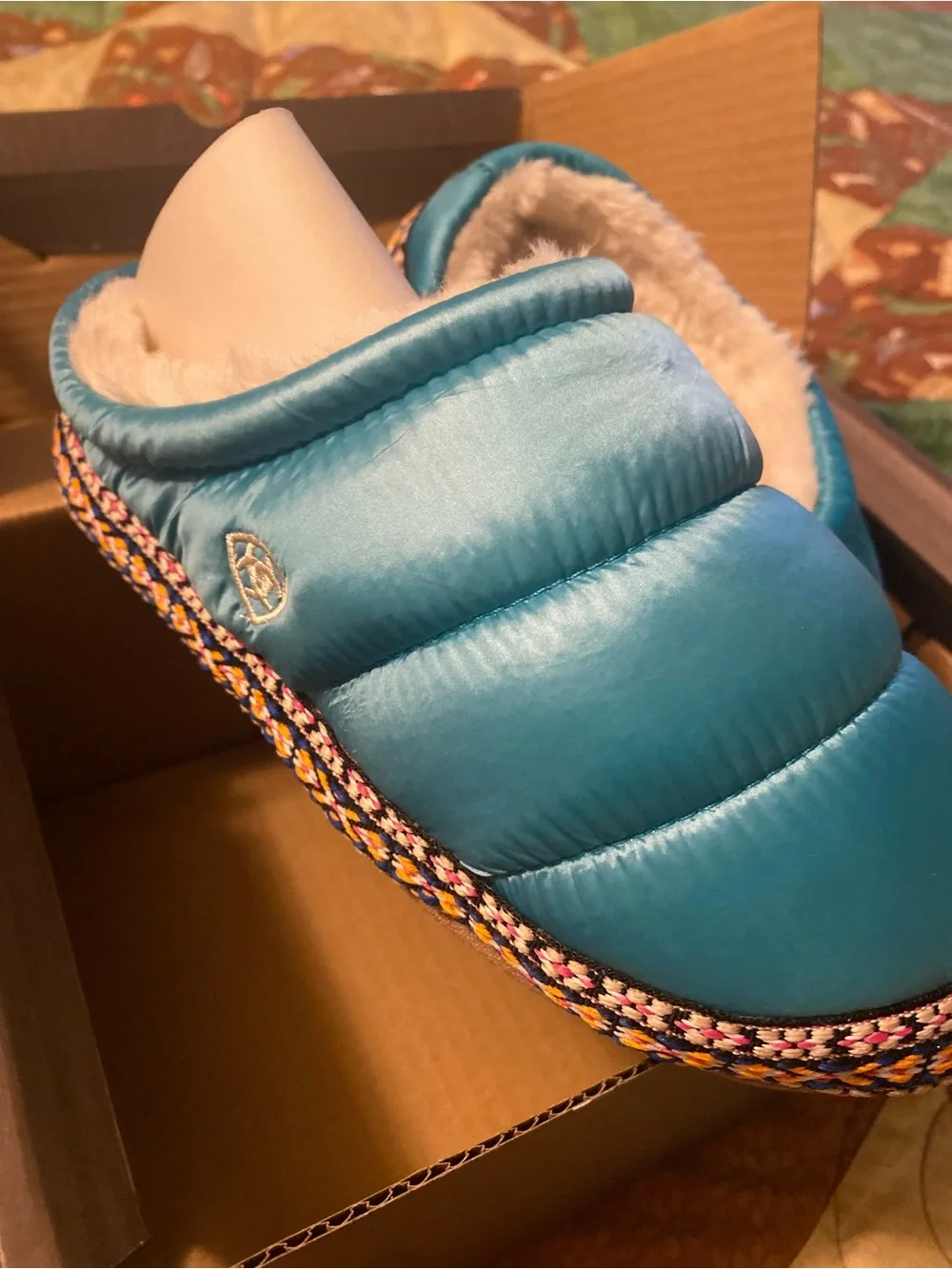 Ariat Kids Teal Quilted Slip-On Slippers